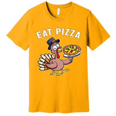 Funny Thanksgiving Turkey Eat Pizza Vegan Thanksgiving Fun Premium T-Shirt