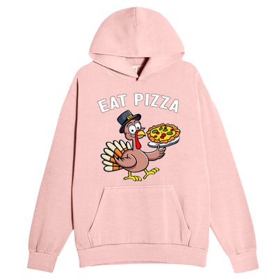 Funny Thanksgiving Turkey Eat Pizza Vegan Thanksgiving Fun Urban Pullover Hoodie