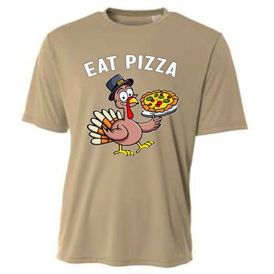 Funny Thanksgiving Turkey Eat Pizza Vegan Thanksgiving Fun Cooling Performance Crew T-Shirt