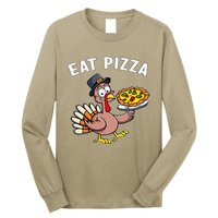 Funny Thanksgiving Turkey Eat Pizza Vegan Thanksgiving Fun Long Sleeve Shirt