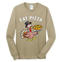 Funny Thanksgiving Turkey Eat Pizza Vegan Thanksgiving Fun Tall Long Sleeve T-Shirt