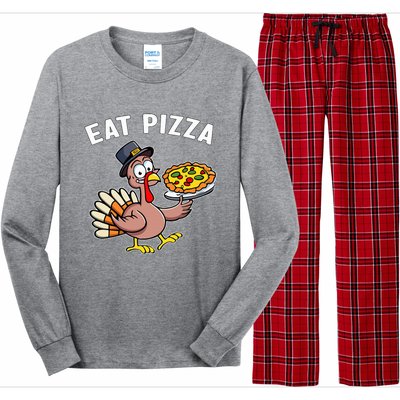 Funny Thanksgiving Turkey Eat Pizza Vegan Thanksgiving Fun Long Sleeve Pajama Set