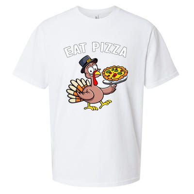 Funny Thanksgiving Turkey Eat Pizza Vegan Thanksgiving Fun Sueded Cloud Jersey T-Shirt