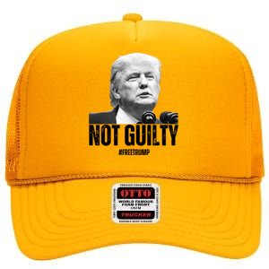 Free Trump. Trump Not Guilty, Pro Trump Supporter High Crown Mesh Back Trucker Hat