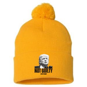 Free Trump. Trump Not Guilty, Pro Trump Supporter Pom Pom 12in Knit Beanie