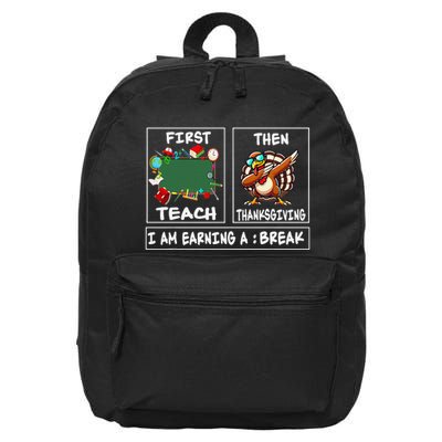 First Teach Then Thanksgiving IM Earning A Break Teacher 16 in Basic Backpack