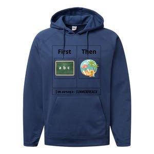 First Teach Then Beach First Teach Then Beach Funny Teacher Meaningful Gift Performance Fleece Hoodie