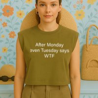 Funny T Text Ai Garment-Dyed Women's Muscle Tee