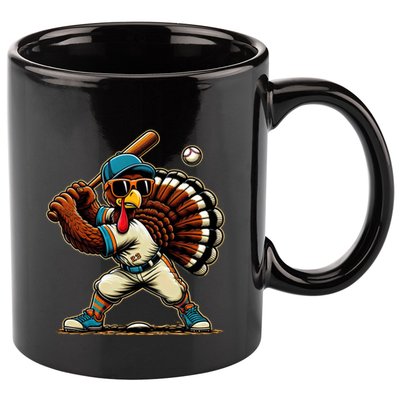 Funny Turkey Thanksgiving Baseball Cool Gift 11oz C Handle Ceramic Mug