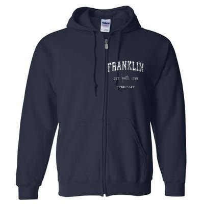 Franklin Tennessee Tn Vintage Us Flag Sports Full Zip Hoodie