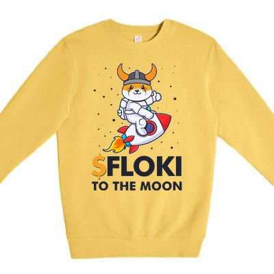 Floki To The Moon Floki Inu Cryptocurrency Bitcoin Premium Crewneck Sweatshirt