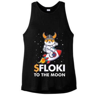Floki To The Moon Floki Inu Cryptocurrency Bitcoin Ladies PosiCharge Tri-Blend Wicking Tank