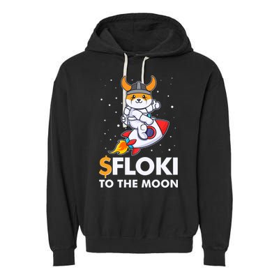 Floki To The Moon Floki Inu Cryptocurrency Bitcoin Garment-Dyed Fleece Hoodie