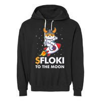Floki To The Moon Floki Inu Cryptocurrency Bitcoin Garment-Dyed Fleece Hoodie