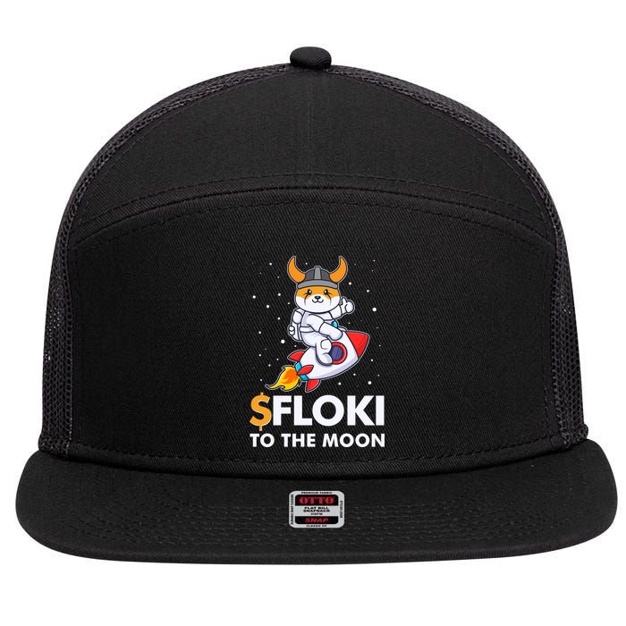Floki To The Moon Floki Inu Cryptocurrency Bitcoin 7 Panel Mesh Trucker Snapback Hat