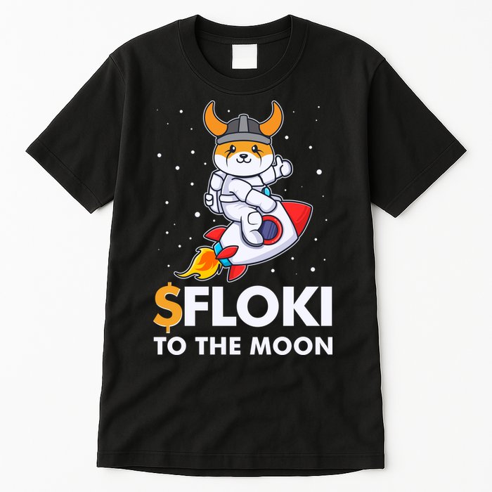 Floki To The Moon Floki Inu Cryptocurrency Bitcoin Tall T-Shirt