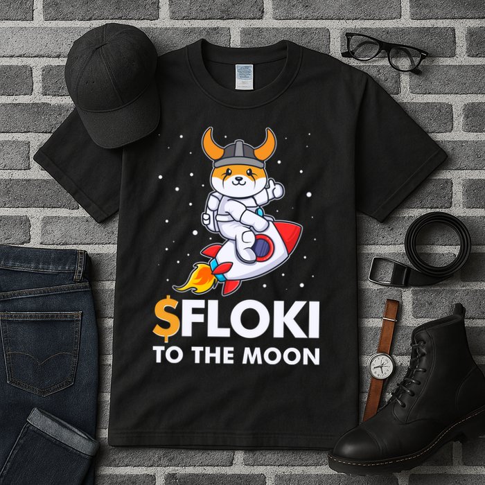 Floki To The Moon Floki Inu Cryptocurrency Bitcoin Tall T-Shirt