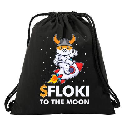 Floki To The Moon Floki Inu Cryptocurrency Bitcoin Drawstring Bag