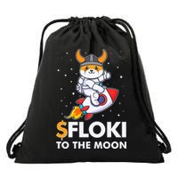 Floki To The Moon Floki Inu Cryptocurrency Bitcoin Drawstring Bag