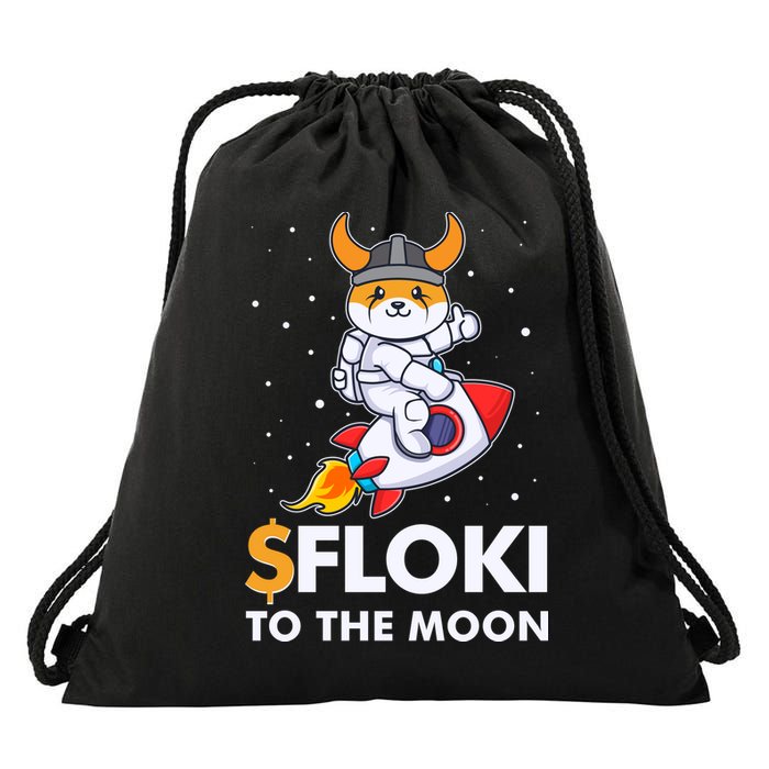 Floki To The Moon Floki Inu Cryptocurrency Bitcoin Drawstring Bag