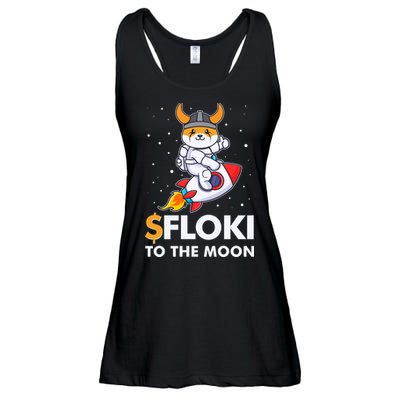 Floki To The Moon Floki Inu Cryptocurrency Bitcoin Ladies Essential Flowy Tank