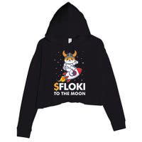 Floki To The Moon Floki Inu Cryptocurrency Bitcoin Crop Fleece Hoodie