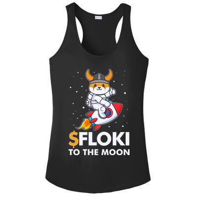Floki To The Moon Floki Inu Cryptocurrency Bitcoin Ladies PosiCharge Competitor Racerback Tank