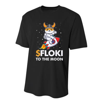 Floki To The Moon Floki Inu Cryptocurrency Bitcoin Youth Performance Sprint T-Shirt