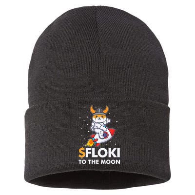 Floki To The Moon Floki Inu Cryptocurrency Bitcoin Sustainable Knit Beanie