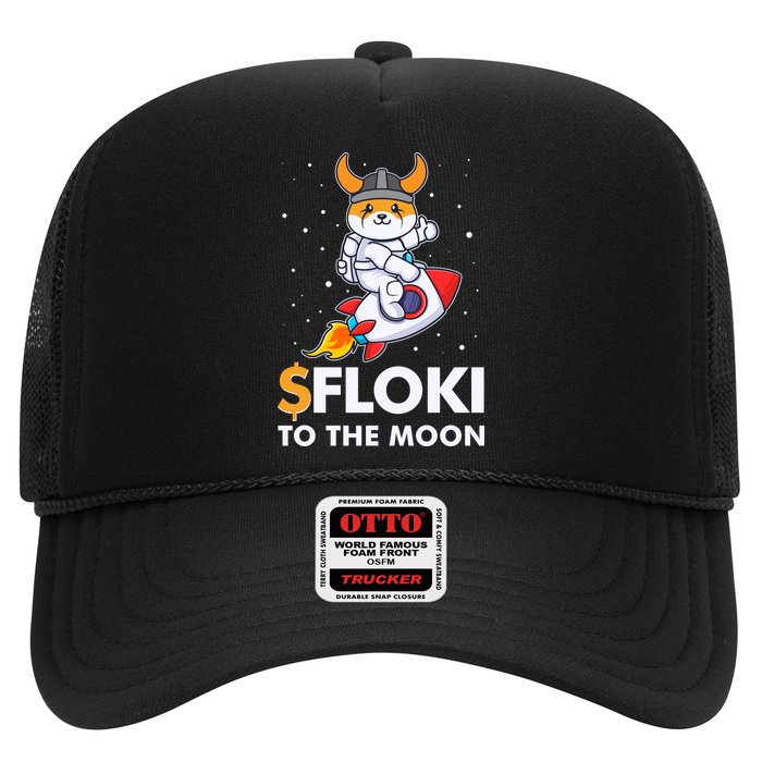 Floki To The Moon Floki Inu Cryptocurrency Bitcoin Trucker Hat