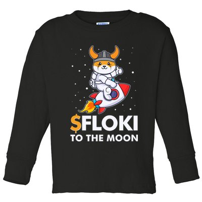 Floki To The Moon Floki Inu Cryptocurrency Bitcoin Toddler Long Sleeve Shirt