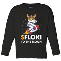 Floki To The Moon Floki Inu Cryptocurrency Bitcoin Toddler Long Sleeve Shirt