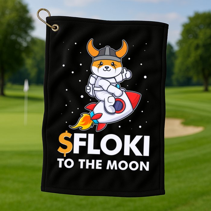 Floki To The Moon Floki Inu Cryptocurrency Bitcoin Golf Towel