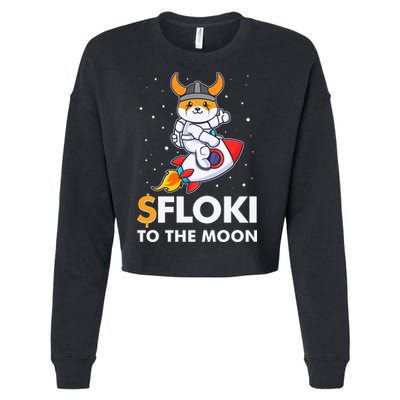 Floki To The Moon Floki Inu Cryptocurrency Bitcoin Cropped Pullover Crew
