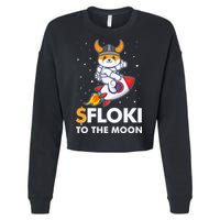 Floki To The Moon Floki Inu Cryptocurrency Bitcoin Cropped Pullover Crew