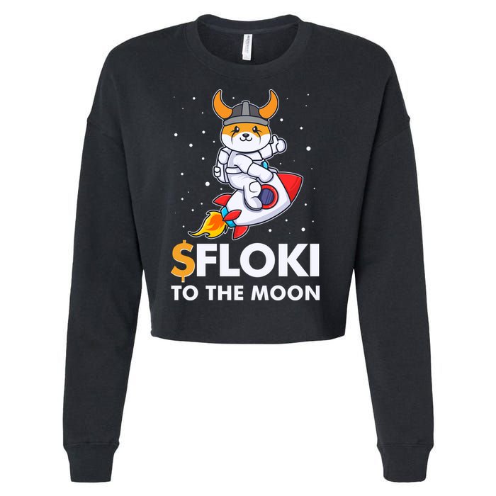 Floki To The Moon Floki Inu Cryptocurrency Bitcoin Cropped Pullover Crew