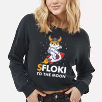 Floki To The Moon Floki Inu Cryptocurrency Bitcoin Cropped Pullover Crew