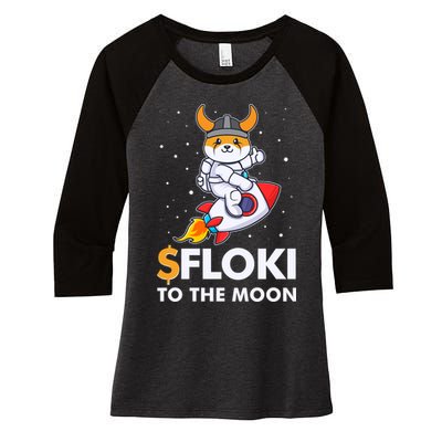 Floki To The Moon Floki Inu Cryptocurrency Bitcoin Women's Tri-Blend 3/4-Sleeve Raglan Shirt