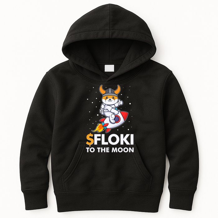 Floki To The Moon Floki Inu Cryptocurrency Bitcoin Kids Hoodie