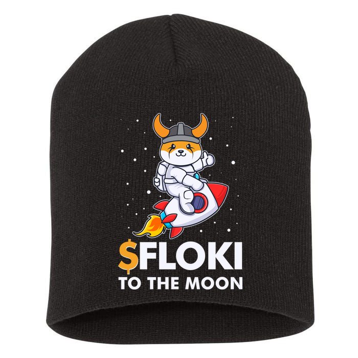 Floki To The Moon Floki Inu Cryptocurrency Bitcoin Short Acrylic Beanie