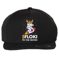 Floki To The Moon Floki Inu Cryptocurrency Bitcoin Wool Snapback Cap