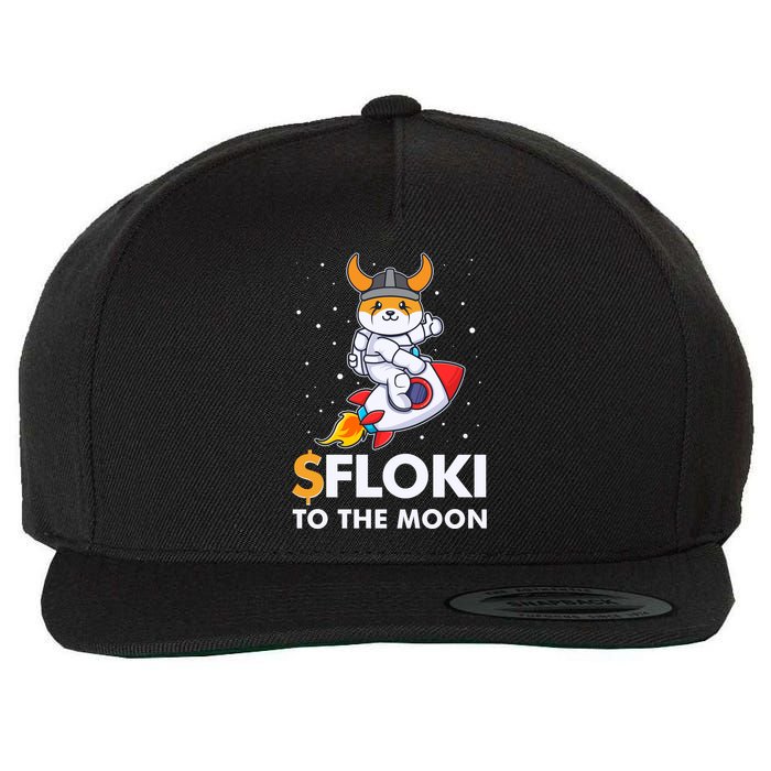 Floki To The Moon Floki Inu Cryptocurrency Bitcoin Wool Snapback Cap