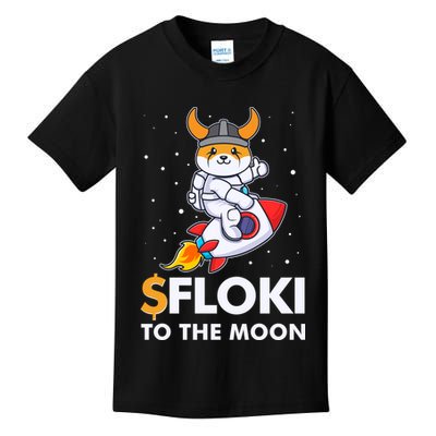 Floki To The Moon Floki Inu Cryptocurrency Bitcoin Kids T-Shirt
