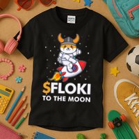 Floki To The Moon Floki Inu Cryptocurrency Bitcoin Kids T-Shirt