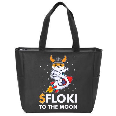 Floki To The Moon Floki Inu Cryptocurrency Bitcoin Zip Tote Bag