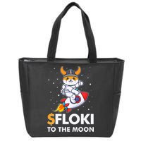Floki To The Moon Floki Inu Cryptocurrency Bitcoin Zip Tote Bag