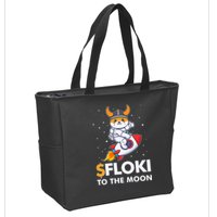 Floki To The Moon Floki Inu Cryptocurrency Bitcoin Zip Tote Bag