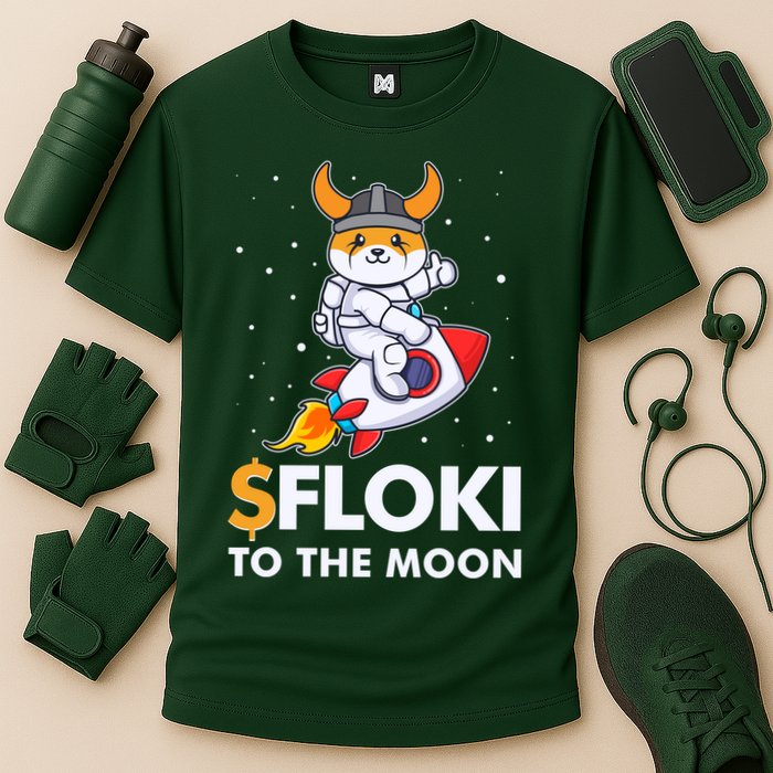Floki To The Moon Floki Inu Cryptocurrency Bitcoin Performance Shirt