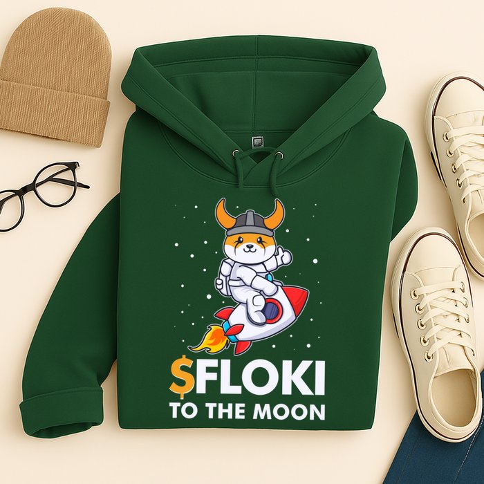 Floki To The Moon Floki Inu Cryptocurrency Bitcoin Hoodie