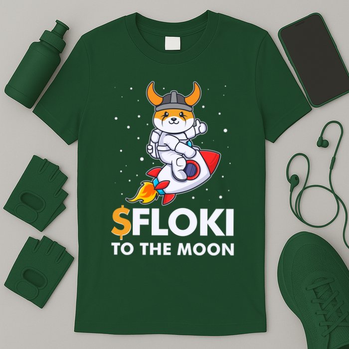 Floki To The Moon Floki Inu Cryptocurrency Bitcoin T-Shirt